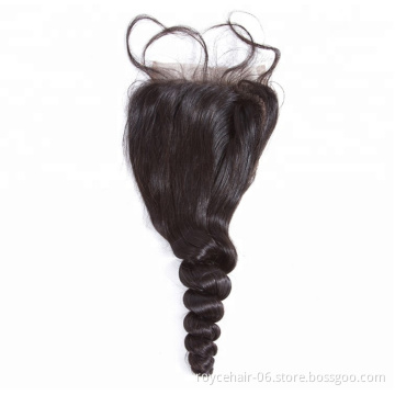 Wholesale  Best Quality Cuticle Aligned Loose Wave Brazilian Three Part Lace Closure